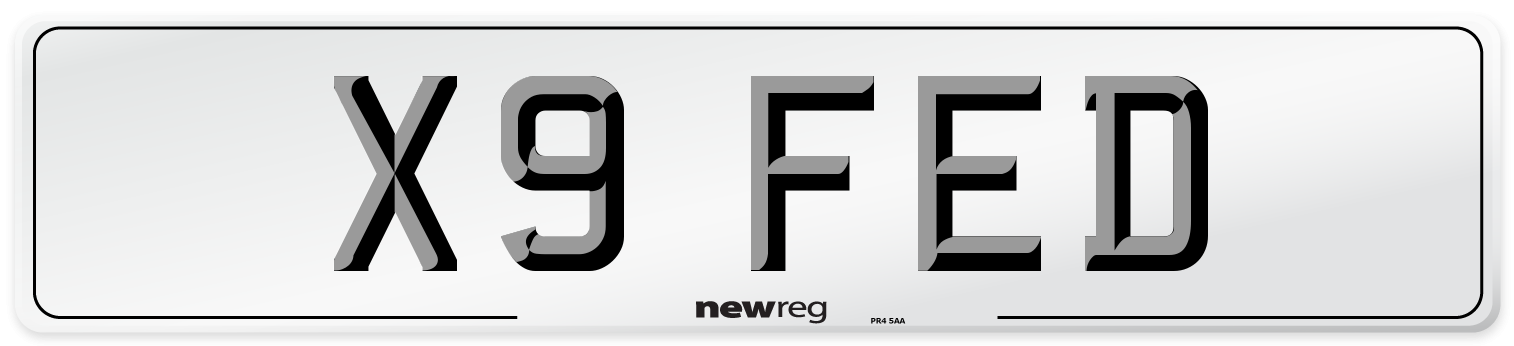 X9 FED Number Plate from New Reg